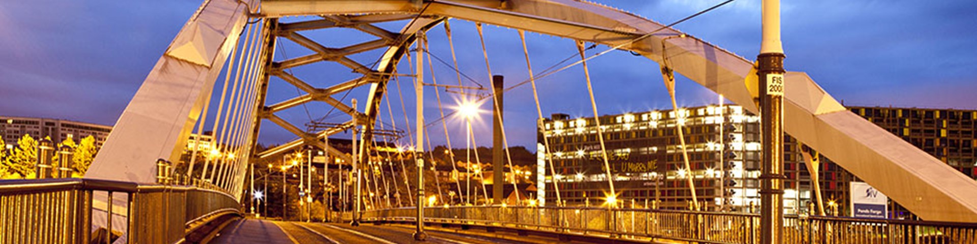 Sheffield bridge at night time